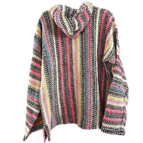 BAJA JOE Hoodie Hooded Beach Boho Pullover Cover-Up Woven Multi - Unisex XL NWT - Picture 2 of 4